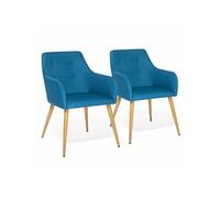 IDMarket - Lot de 2 chaises de salle à manger Dania scandinaves Bleu canard
