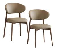 Lot de 2 chaises de salle à manger scandinaves vintage confortables en bois - Charge maximale : 150 kg - Kaki - Pour salon et cuisine