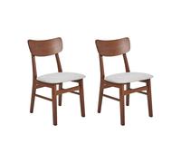 Beliani Lot de 2 Chaises de Salle à Manger Structure en Bois Foncé Assise Tissu Gris Clair Anoka