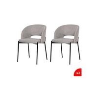 Lot de 2 chaises de salle à manger tissus gris - pieds en métal noir - KRISTEN