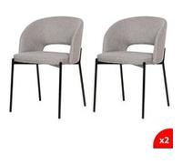 Lot de 2 chaises de salle à manger tissus gris - pieds en métal noir - KRISTEN Gris