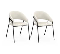 IDMarket - Lot de 2 chaises de salle à manger Vini - velours côtelé beige et pieds métal noir