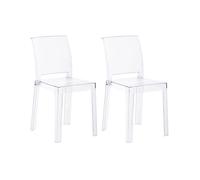 Beliani Lot de 2 Chaises de Salle à Manger Moderne en Matière Synthétique Finition Brillante sans Accoudoirs Transparent Westbridge