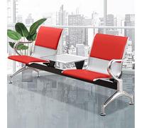 Lot de 2 chaises de salle d'attente avec dossiers et accoudoirs en cuir synthétique avec table basse pour bureau, banque, hôpital, école, salon de coiffure