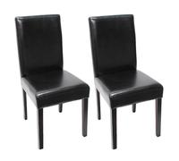Lot de 2 chaises de séjour Littau cuir reconstitué noir, pieds foncés