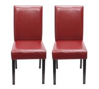 Lot de 2 chaises de séjour Littau cuir reconstitué rouge, pieds foncés