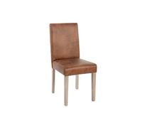 Lot de 2 chaises de séjour Littau, fauteuil tissu, aspect daim Marron G
