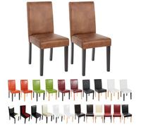 Lot De 2 Chaises De Séjour Littau Simili-Cuir, Aspect Daim Marron, Pieds Clairs Multicolore