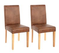 Lot de 2 chaises de séjour Littau simili-cuir, aspect daim marron, pieds clairs