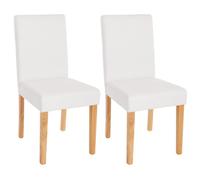 Lot de 2 chaises de séjour Littau ~ simili-cuir, blanc mat, pieds clairs