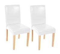 Lot de 2 chaises de séjour Littau simili-cuir, blanc, pieds clairs Blanc G