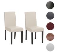 Lot de 2 chaises de séjour Littau ~ simili-cuir, blanc, pieds foncés