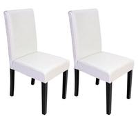 Lot de 2 chaises de séjour Littau simili-cuir, blanc, pieds foncés