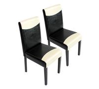 Lot De 2 Chaises De Séjour Littau Simili-Cuir, Noir/Crème, Pieds Foncés Multicolore