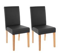 Lot de 2 chaises de séjour Littau simili-cuir, noir mat, pieds clairs Noir G