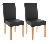 Lot de 2 chaises de séjour Littau simili-cuir, noir mat, pieds clairs Noir G