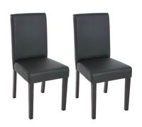 Mendler Chaises de séjour Littau – Lot de 2 – Simili-cuir noir mat, pieds foncés