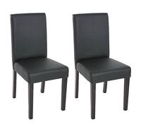 lot de 2 chaises de salle à manger Chaise de cuisine Littau ~ similicuir, noir mat, pieds foncés