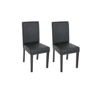 Lot de 2 chaises de séjour Littau - Simili-Cuir, Noir Mat, Pieds foncés