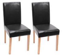 Mendler Lot de 2 chaises de séjour Littau - Simili-Cuir, Noir, Pieds clairs