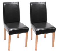 Lot de 2 chaises de séjour Littau simili-cuir, noir, pieds clairs Multicolore
