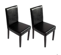 Lot de 2 chaises de séjour Littau simili-cuir, noir, pieds foncés