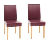 Lot de 2 chaises de séjour Littau - simili-cuir, rouge, pieds clairs