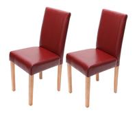 Lot De 2 Chaises De Séjour Littau Simili-Cuir, Rouge, Pieds Clairs Multicolore