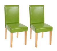 Lot de 2 chaises de séjour Littau simili-cuir, vert, pieds clairs