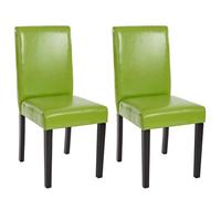 Lot de 2 chaises de séjour Littau simili-cuir, vert, pieds foncés