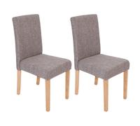 Mendler - Lot de 2 chaises de séjour Littau - Tissu gris, pieds clairs