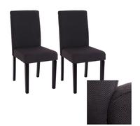 lot de 2 chaises de salle à manger Chaise de cuisine Littau ~ textile, noir, pieds foncés
