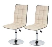 Mendler Lot de 2 chaises de séjour HWC-C41 – Similicuir crème – style rétro