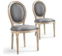 Lot de 2 chaises de style médaillon Louis XVI Tissu Gris Clair