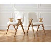 Lot de 2 chaises de table PAGNOL placage chêne massif et tissu bouclette marron clair BOBOCHIC Marron clair