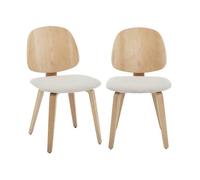 Lot de 2 chaises décor bois courbé placage effet chêne et bouclette texturée gris clair