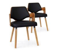 Paris Prix Chaise Diva bois naturel et simili noir Lot de 2 Noir G