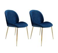 Lot de 2 Chaises Design "Charlize" 90cm Bleu & Or