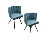 - Lot de 2 Chaises design effet velours Ariel - Bleu canard - Ariel
