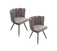 - Lot de 2 Chaises design effet velours Ariel - Gris - Ariel