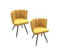 Toilinux - Lot de 2 Chaises design effet velours Ariel - Jaune - Ariel Jaune