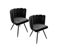 - Lot de 2 Chaises design effet velours Ariel - Noir - Ariel