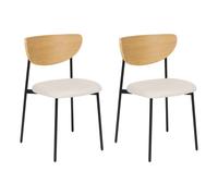 Atmosphera – Lot de 2 chaises de bureau Jaisa pieds en métal Beige