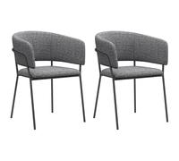 HOMCOM Lot de 2 chaises de Salle à Manger Chaise de Cuisine Pieds en Acier, Assise rembourrée, pour Salle à Manger, Salon, Cuisine, dim. 57L x 53l x 73H cm Gris