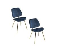 Lot de 2 Chaises design velours et métal Slow - Bleu