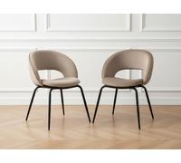 Lot de 2 chaises DOMI tissu velours marron clair BOBOCHIC Marron clair