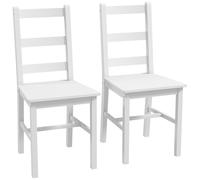 Lot de 2 chaises dossier lattes style rural chic bois de pin blanc