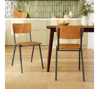 Lot de 2 chaises écolier empilables en bois foncé - clem