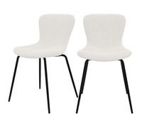 Lot de 2 chaises effet laine bouclette blanche et pieds en métal - Koko - Rendez-Vous Déco