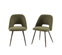 Lot de 2 chaises ELISABETH tissu vert pieds effet noyer